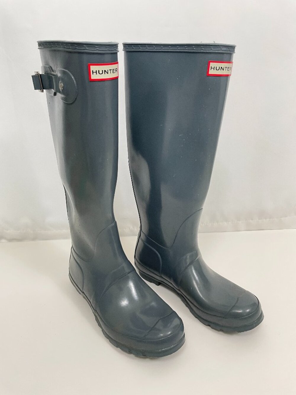 Hunter Women's Original Tall Rain Boots in Slate Grey Gloss Size: 8